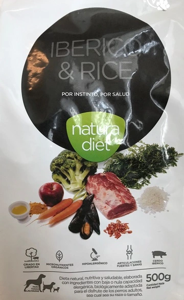 Natura Diet Iberico og Ris Hundefoder 500 g - Naturligt og allergivenligt